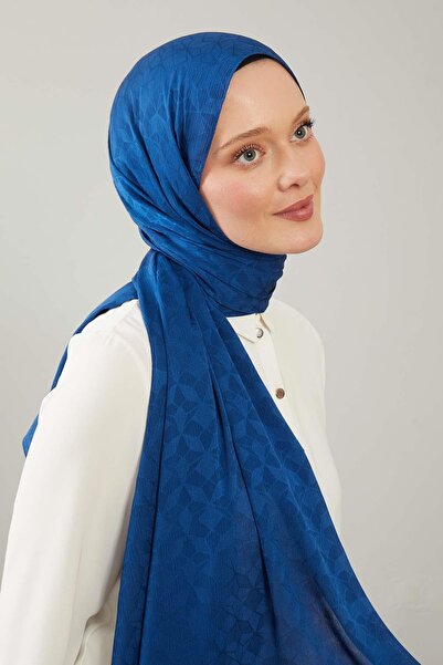 Levidor Parliament Blue Crystal Pattern Jacquard Capri Shawl