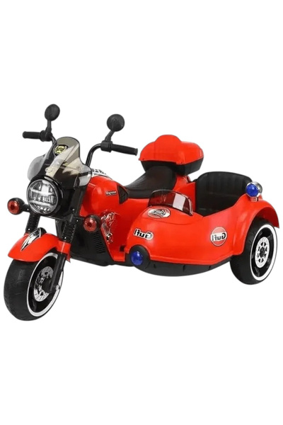 CWT Motocicletă electrică cu atașată, roșie 1916, 2 locuri, 12V, lumini LED, ...