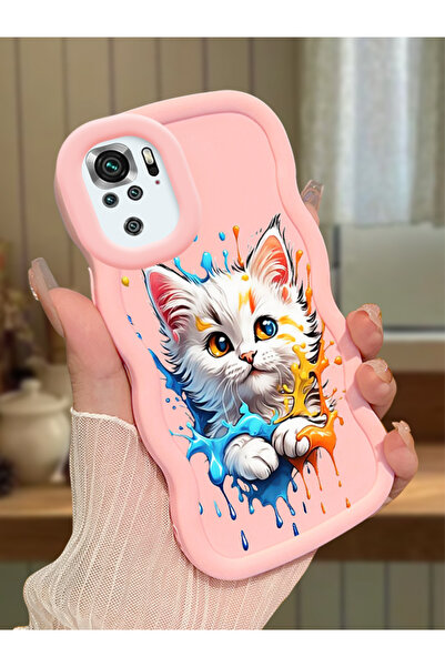 Hontinga Redmi Note 10S Uyumlu Kılıf kamera koruyucu Pembe Silikon Couple Tel...