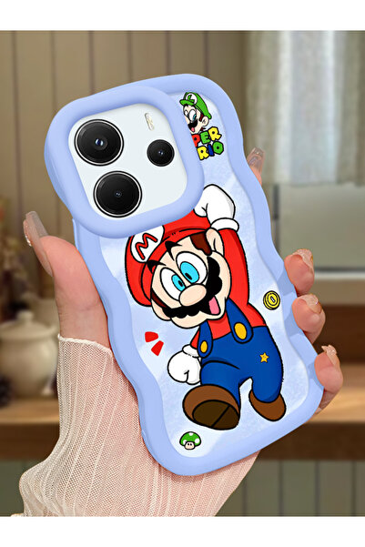 Hontinga Redmi Note 14 4G Uyumlu Kılıf kamera koruyucu Mavi Silikon Couple Te...
