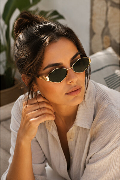 By Donetto Sofie Uv Protection Gold Sunglasses