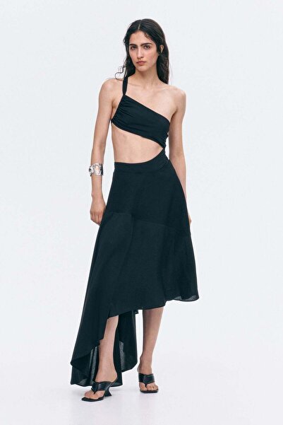H&M Asymmetric dual-fabric skirt