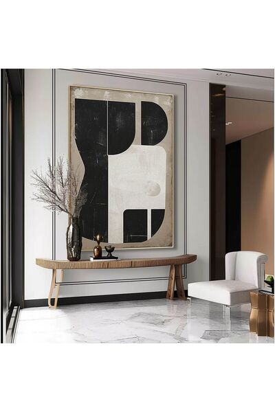 lawhat Contemporary Abstract Painting That Combines Bold Geometric Shapes and...