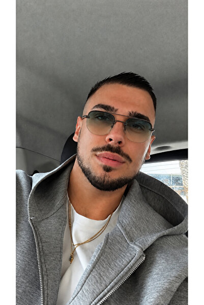 PİYESBOUTİQUE Men's Pentagonal Drop Eşref Single Sunglasses, Uv Protection, R...