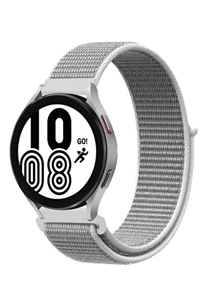 Samsung uryport Galaxy Watch 4 Hasırlı Cırtcırtlı Kordon - Beyaz