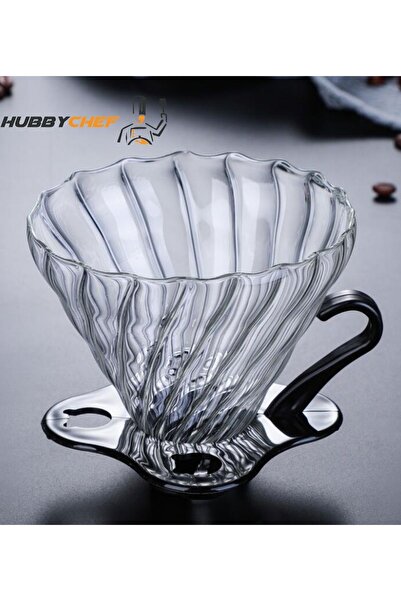HUBBYCHEF Borosilicate Glass V60 Coffee Dripper (Coffee Brewing Apparatus)