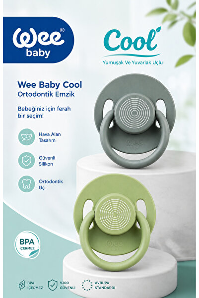 Wee Baby Cool Yuvarlak Yumuşak Uçlu Silikon Emzik 2'Li 18+Ay (Gri/Yeşil)