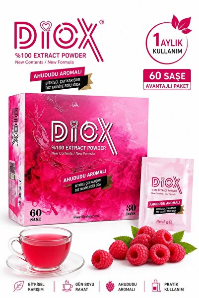 teadetox Diox Raspberry-Flavored Herbal Tea, 60 Sachets, 1-Month Supply