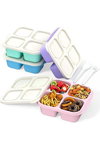 Arabest 4-Pack Bento Lunch Box for Kids,4-Compartment Salad Container,Reusabl...
