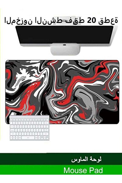 Arabest Large Gaming Mouse Pad,Black Red White Ink Liquid Waves,Abstract Wave...