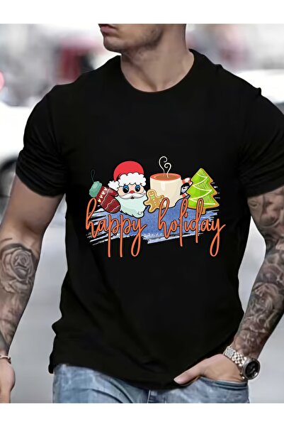 17 seramik Happy Holidays 180G T-Shirt – Santa Claus Print, Perfect Gift Fami...