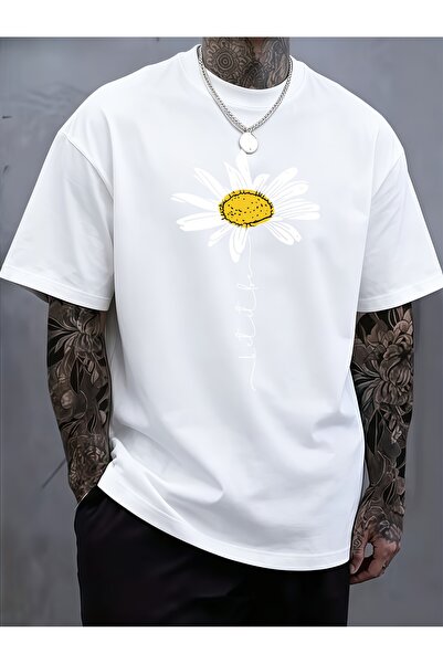 212Wear Men'S New Round-Neck Pure T-Shirt, All-Season Suitable, Small Daisy P...