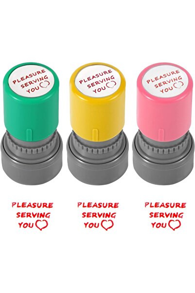 Arabest 3-Piece Self-Ink Server Stamps, Stationery for Service Work, Multicol...