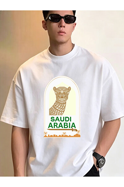 SAUDI Men and Women's 100% Cotton T-Shirt - Oversized Crew Neck Short Sleeve ...
