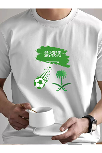 SAUDI Men and Women's 100% Cotton T-Shirt - Oversized Crew Neck Short Sleeve ...