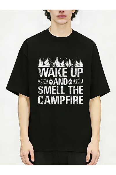 NOURAM تيشيرتات رجالية من Hobby Humor Wake Up Smell The Campfire برقبة دائرية...