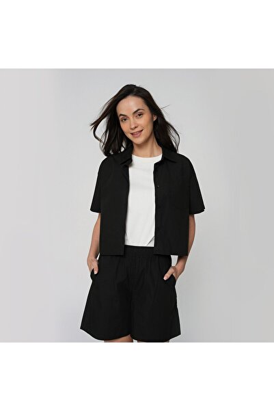 Giordano Women Cotton Poplin Acute Collar Shirt
