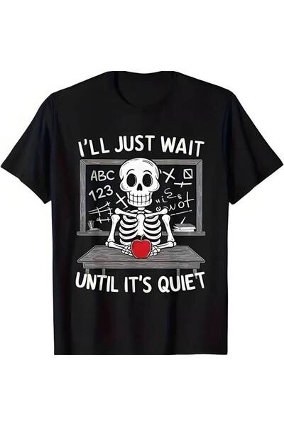 1001 Line Men's Funny Teacher Pattern "I'll Just Wait Until It's Quiet" Class...