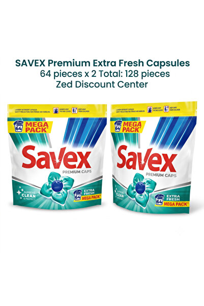 SAVEX Capsule Premium Extra Fresh 64 bucăți x 2 Total: 128 bucăți