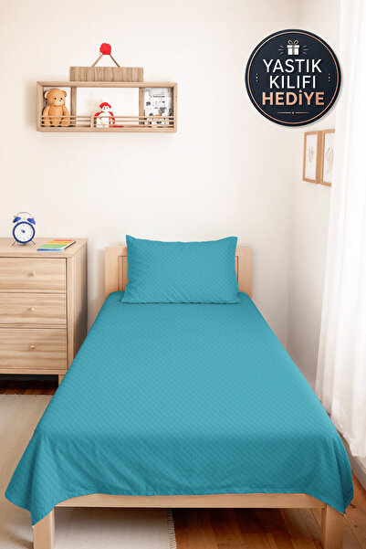 Evimde Bambaşka Turquoise Minimal Young Room Single Pique Set - Blue Quilted ...