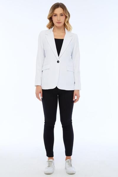 Select Moda Jachetă blazer de damă cu închidere cu un singur nasture și detal...