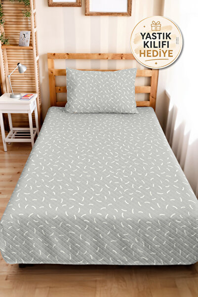 Evimde Bambaşka Set de lenjerie de pat pentru tineret, gri, minimalist, geome...