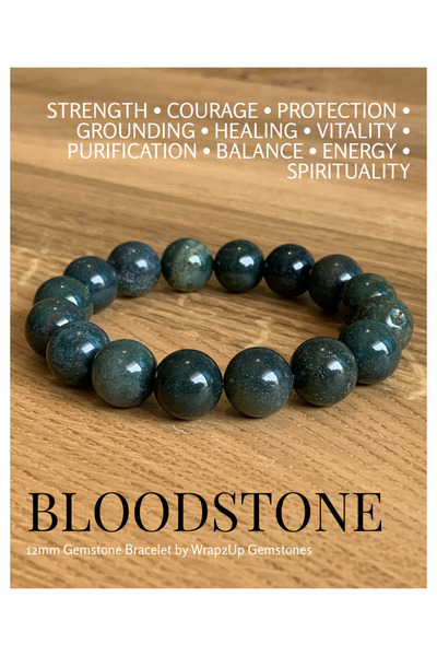 Wrap2Up BLOODSTONE 12mm GEMSTONE BRACELET