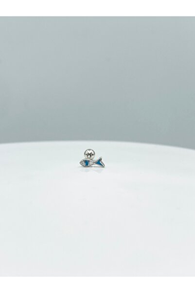 925 Ayar Gümüş Mineli Balık Piercing Tragus Helix