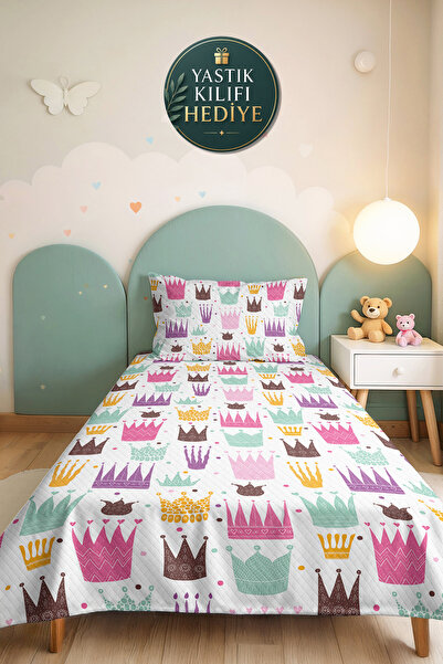 Evimde Bambaşka Crowned Pink Girls' Pique Set - Pastel Mint Purple Baby Room ...