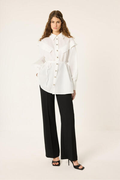 Touché Privé Gold Buttoned Aller Designed Long Shirt