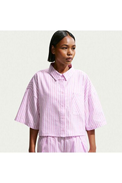 Nike Îmbrăcăminte sport Chill Poplin Top supradimensionat cu dungi pentru fem...