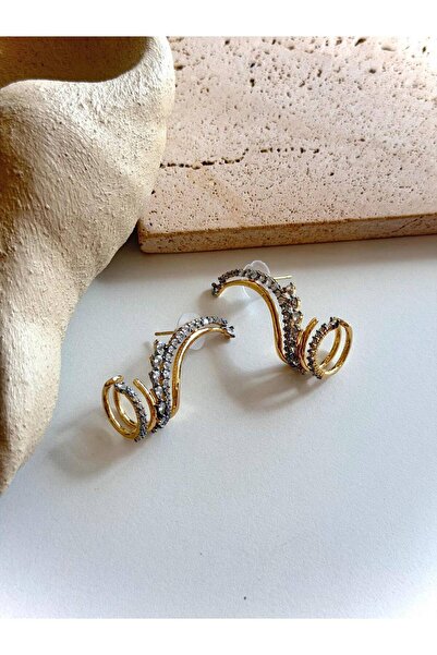 ANKA JEWELLRY KADIN ÇELİK ZİRKON TAŞLI SARMA EAR CUFF KÜPE