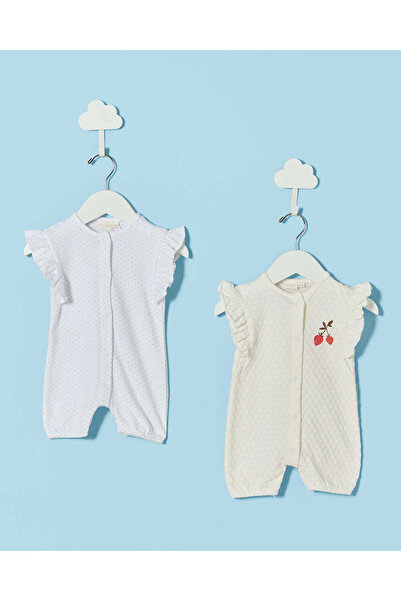 REDTAG Baby Girls Assorted Strawberry Print Rompers 2-Pack