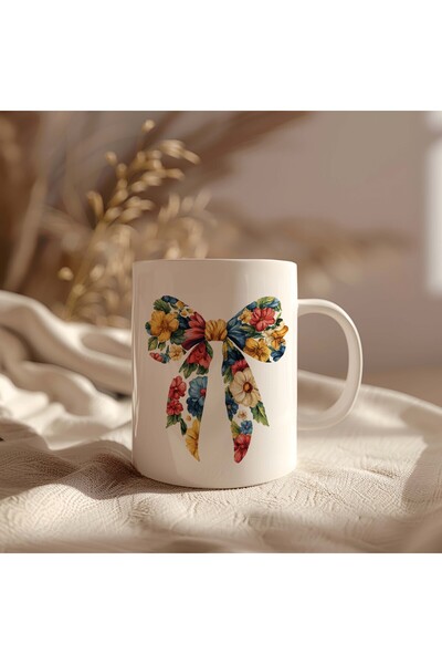 BB TRADE White Ceramic Printed Mug with Colorful Leopard Design 330ml