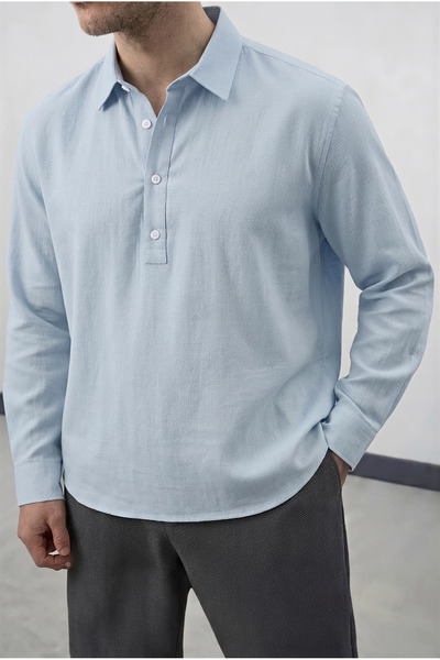 Wonraces Men's Comfortable Fit Shirt with Collar and Half Placket Buttons Bas...