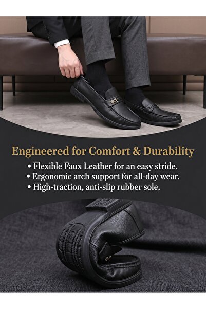 Saudi Step Comfortable Men's Business Casual Loafers - Italian Style Soft Sol...