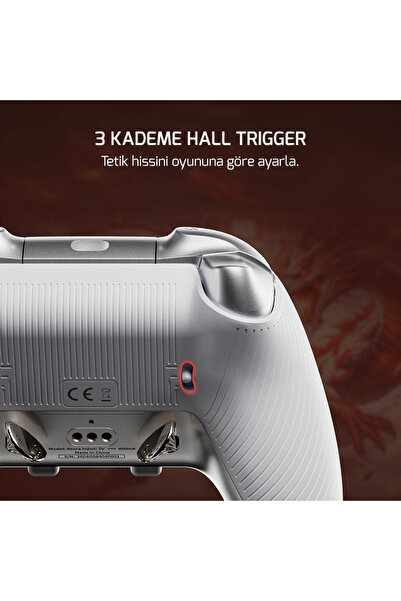 GamePower Asura Kablosuz Beyaz RGB TMR Gamepad (2.4G, Bluetooth, Kablolu) (PC Uyumlu & Taşıma Çantası Hediyeli)