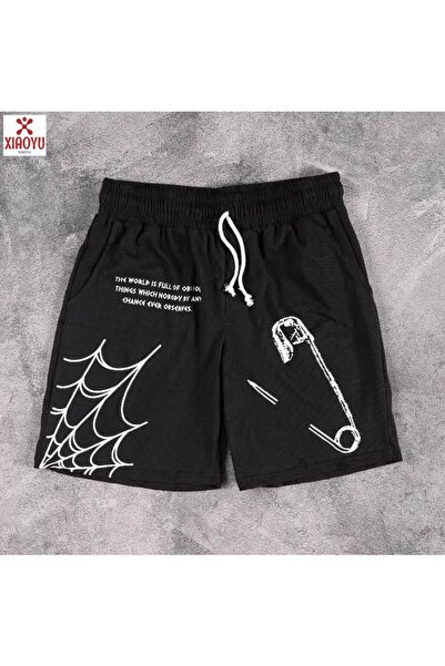 COZYWEAR Printed Black Oversize Shorts