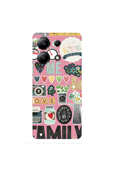 Other Xiaomi Redmi Note 13 4G Family love home Pink Colored Silicone TPU Θήκη