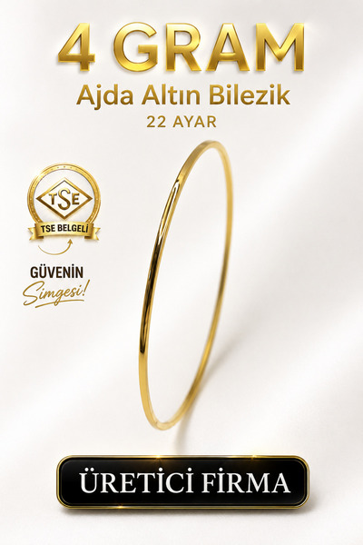 Aks Gold 22 Ayar TSE Belgeli (4 GRAM) Ajda Altın Bilezik İşçiliksiz Yatırımlık