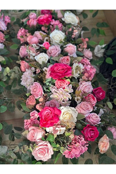 DİVA FLOWER EVENT Lüx Pembe & Fuşya Tağ Çiçeği Aranjmanı – 1 Metre Arka Fon S...