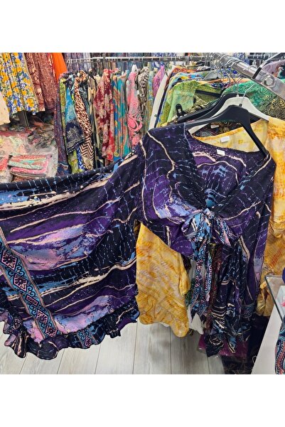 laviyonsa Etnik desen Otantik ithal ipek Bolero-kruvaze büstiyer STD34-46