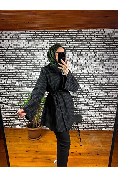 ZarülAAy fashıon Striped Dora Jacket with Tie-Up Detail, Standard Size