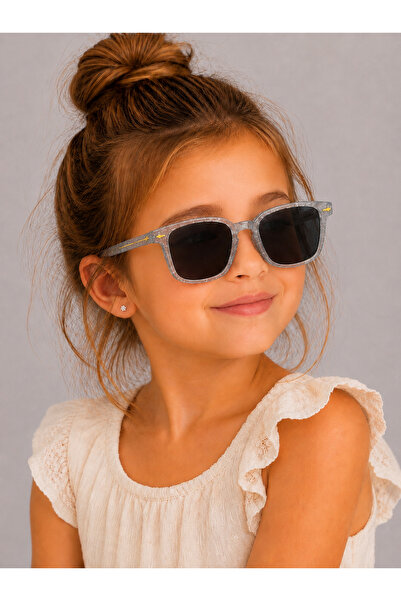 Generic Brand Uv400 Protection Grey Glitter Transparent Girls Sunglasses Roun...