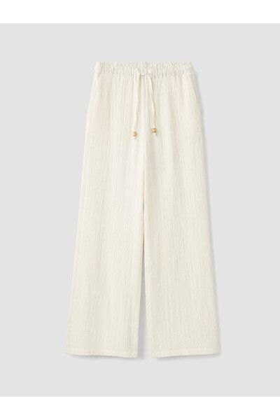 LC Waikiki Nevavm Textured Women's Trousers with Elastic Waist