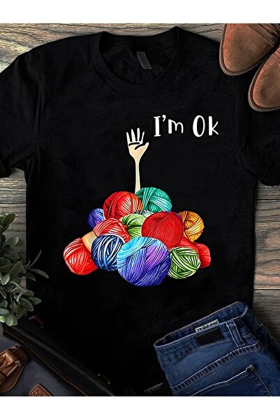BASEPULSE تي شيرت رجالي بتصميم مرح ومضحك بطباعة 'I'm Ok' للحياكة والخياطة وال...