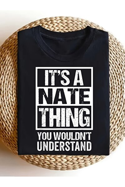1001 Line Funny Vintage Black T-Shirt with Bold It's a Nate Thing You Wouldn'...