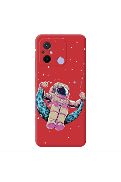 Other Xiaomi Redmi 12C Astronaut swinging on the moon Red Colored Silicone TP...