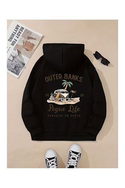 ZİYMO Unisex Hooded Sweatshirt with Back Print and Relaxed Fit