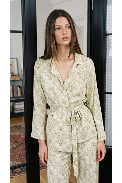 Minteks Alvora Bloom Jacket Κοντό Κιμονό Μπουφάν με Γιακά